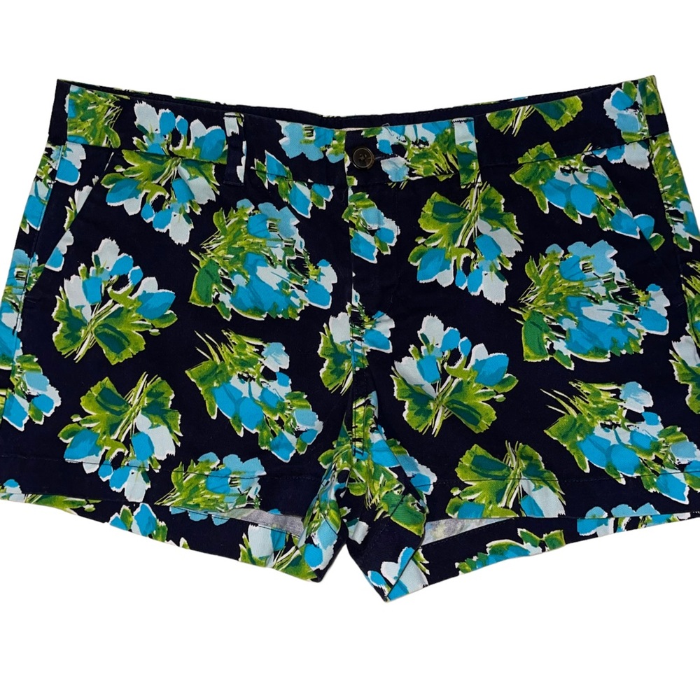 Merona Women’s Floral Shorts Size 12 Blue Green Floral Patten Summer Shorts - Picture 1 of 3